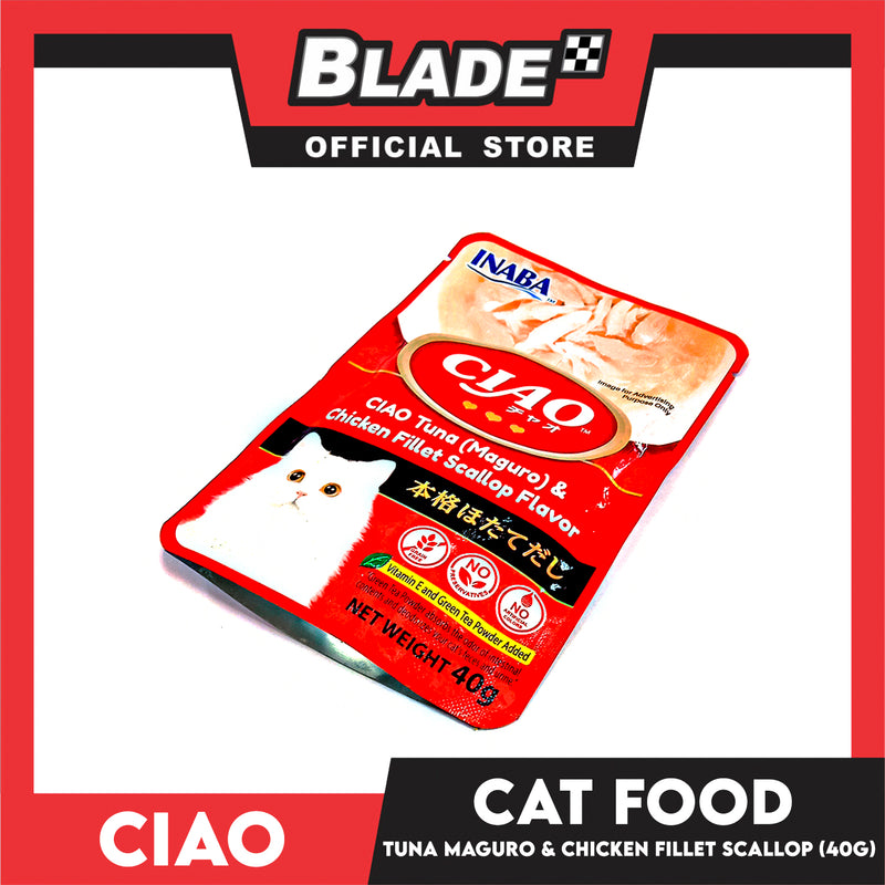 Ciao Tuna (Maguro) And Chicken Fillet Scallop Flavor 40g (IC-201) Cat Wet Food
