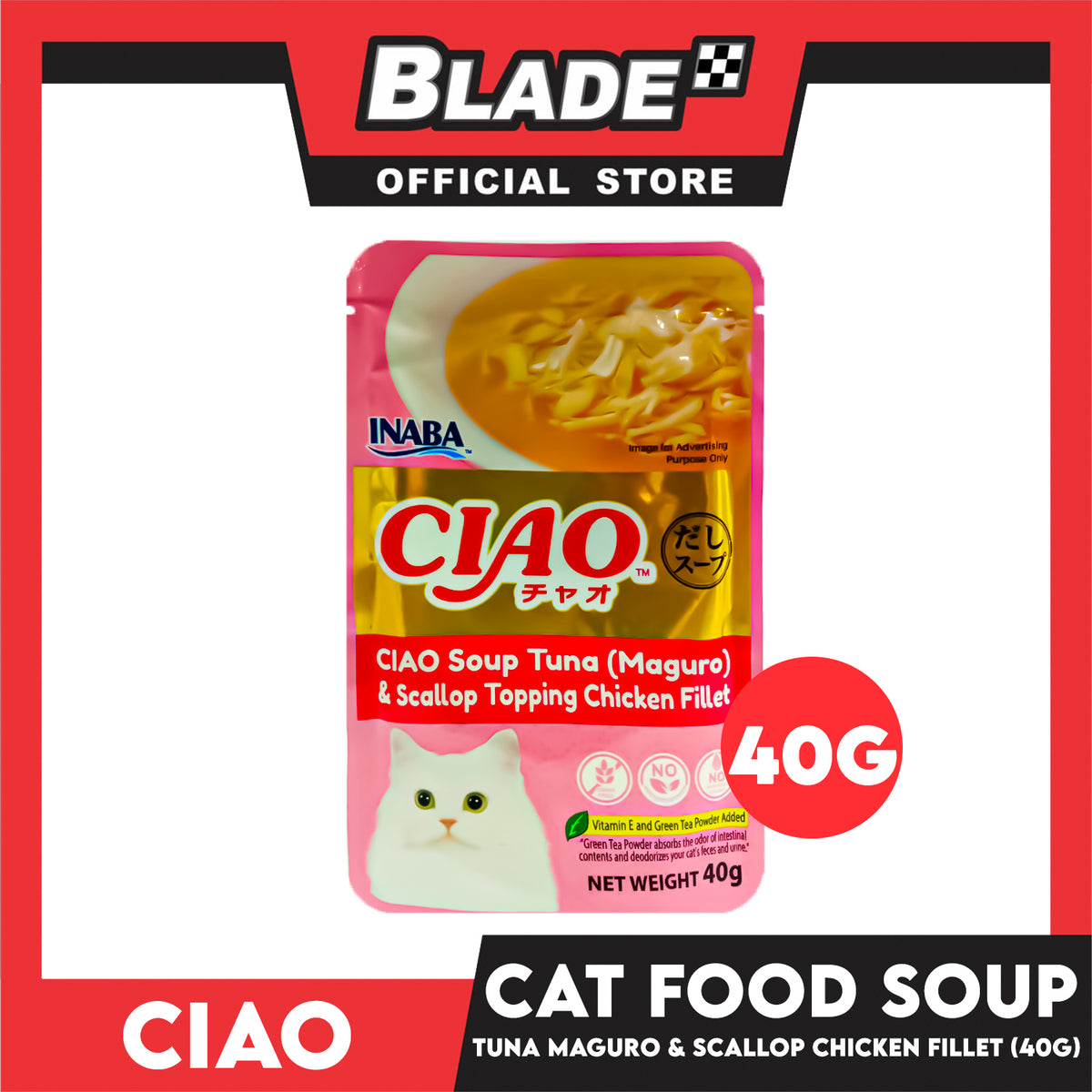 Ciao Soup Tuna (Maguro) And Scallop Topping Chicken Fillet Flavor 40g (IC-211) Cat Wet Food
