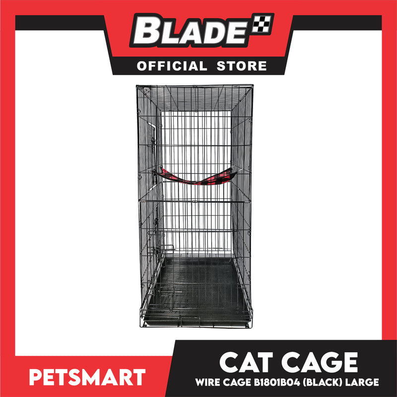 Cat Cage B1801B04 (Black) Wire Flooring, Painted Black Wire Cage, Comes With Tray Underneath 92cm x 55.5cm x 120cm Pet Cage, Pet House