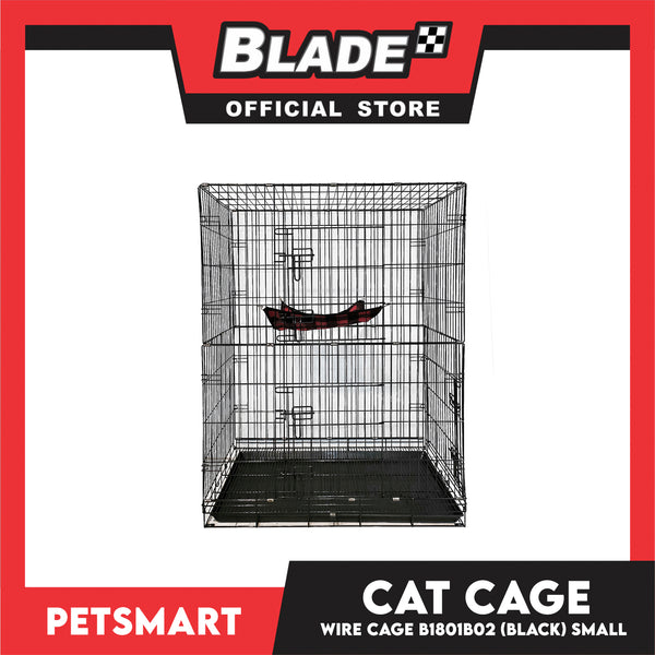 Cat Cage B1801B02 (Black) Wire Flooring, Painted Black Wire Cage, Comes With Tray Underneath 60cm x 43cm x 100cm Pet Cage, Pet House