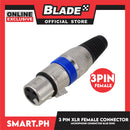 Microphone Connector XLR Female 3-Pin, Silver Housing Blue Circle