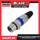 Microphone Connector XLR Female 3-Pin, Silver Housing Blue Circle