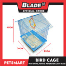 Bird Cage with Swing, Food and Water Dish (1001) Light Blue Color, 30cm x 23cm x 40cm