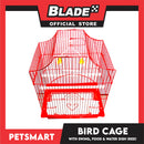 Bird Cage with Swing, Food and Water Dish (1002) Red Color, 30cm x 23cm x 40cm