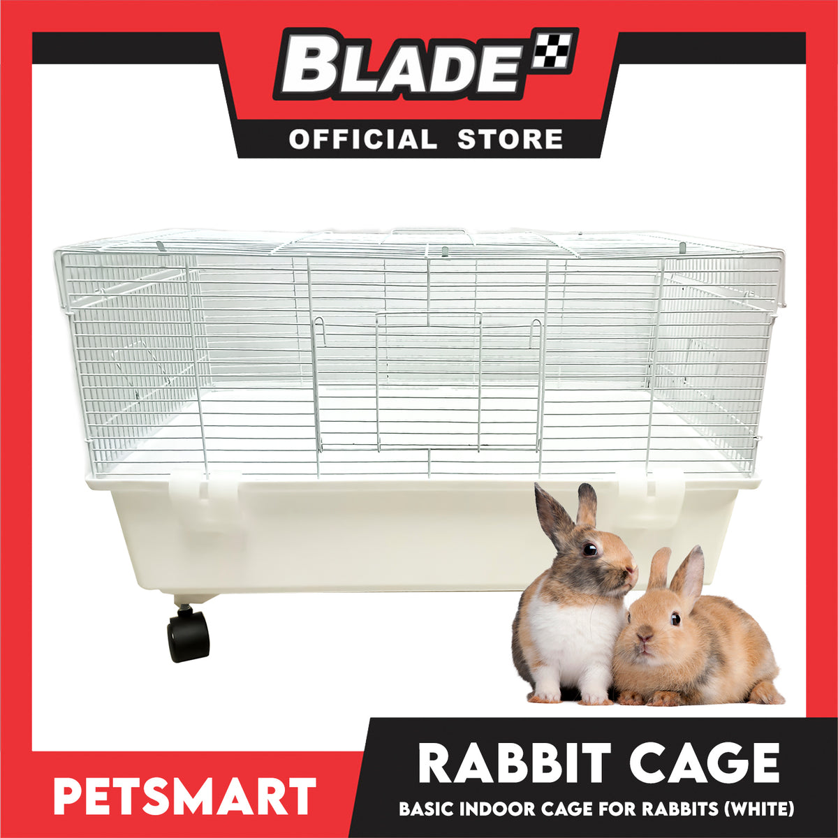 Rabbit Cage, Basic Indoor Cage For Pets (F16004) White Color, 60cm x 38cm x 40cm