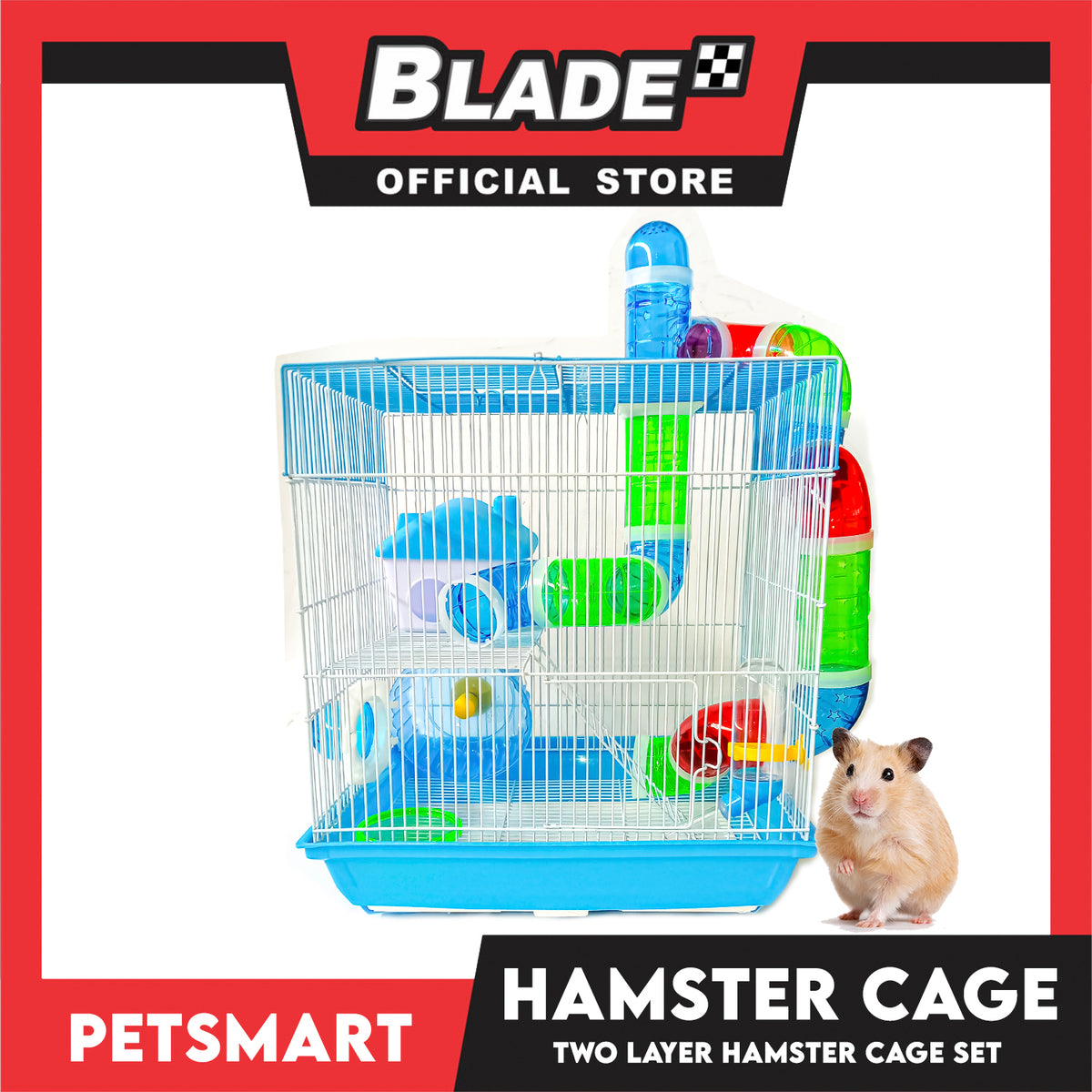 Hamster Cage (M021) Two Layer Hamster Cage Set 35cm x 28cm x 40cm