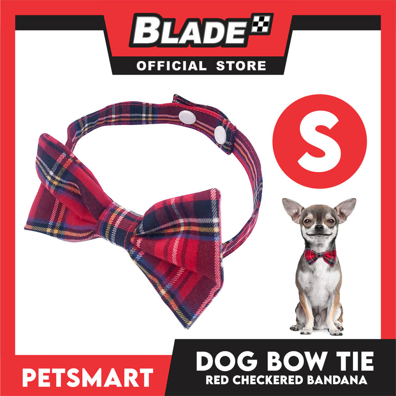 Pet Bow Tie Bandana Checkered Design, Red Color DB-CTN35S (Small) Perfect Fit For Dogs And Cats