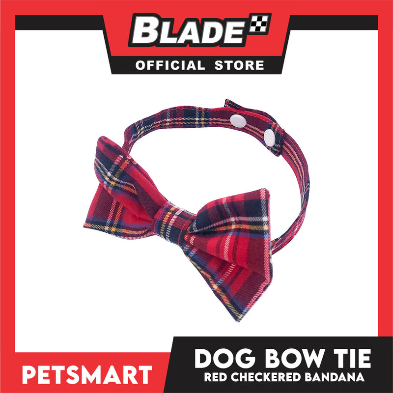 Pet Bow Tie Bandana Checkered Design, Red Color DB-CTN35S (Small) Perfect Fit For Dogs And Cats