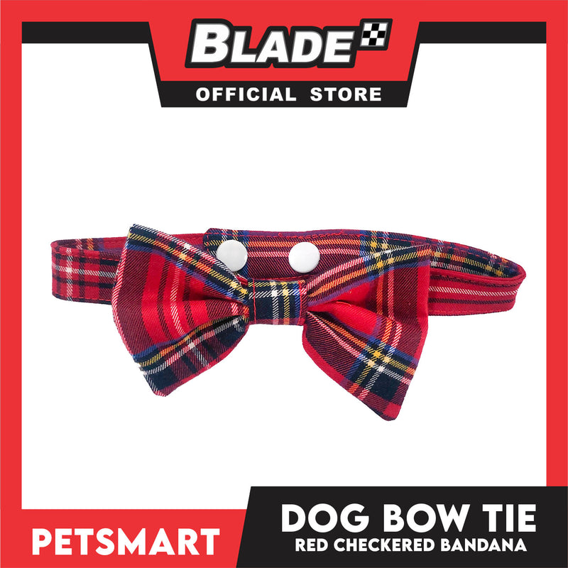 Pet Bow Tie Bandana Checkered Design, Red Color DB-CTN35M (Medium) Perfect Fit For Dogs And Cats