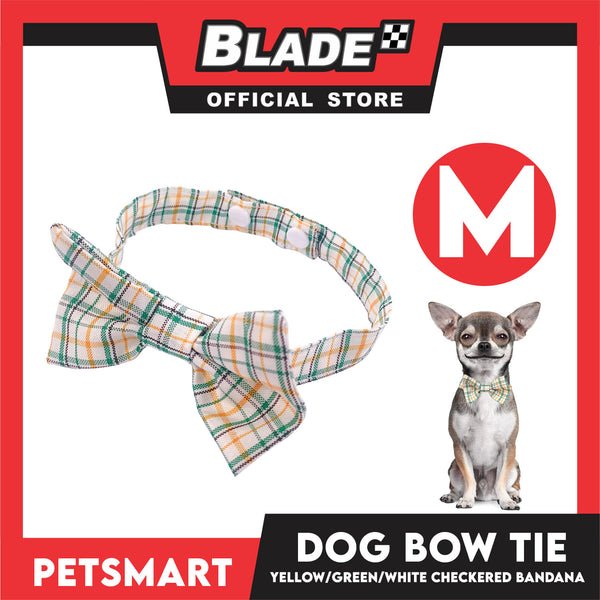Pet Bow Tie Bandana Checkered Design, Yellow Green White Color DB-CTN36M (Medium) Perfect Fit For Dogs And Cats