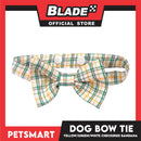 Pet Bow Tie Bandana Checkered Design, Yellow Green White ColorDB-CTN36L (Large) Perfect Fit For Dogs And Cats