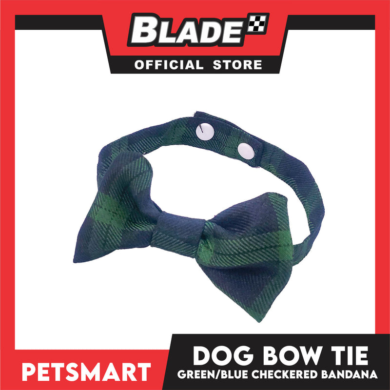 Pet Bow Tie Bandana Checkered Design, Green Blue Color DB-CTN38S (Small) Perfect Fit For Dogs And Cats