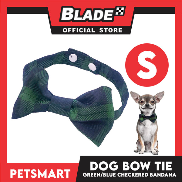 Pet Bow Tie Bandana Checkered Design, Green Blue Color DB-CTN38S (Small) Perfect Fit For Dogs And Cats