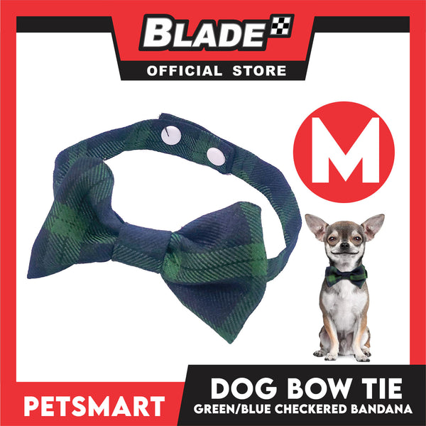 Pet Bow Tie Bandana Checkered Design, Green Blue Color DB-CTN38M (Medium) Perfect Fit For Dogs And Cats