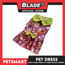 Pet Dress Wolf and Goat Design, Purple with Green Collar and Ribbon Color DG-CTN141S (Small) Perfect Fit For Dogs And Cats