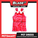 Pet Dress Fuchsia Pink Checkered Jumper with Ribbon Design DG-CTN142S (Small) Perfect Fit For Dogs And Cats