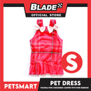 Pet Dress Fuchsia Pink Checkered Jumper with Ribbon Design DG-CTN142S (Small) Perfect Fit For Dogs And Cats