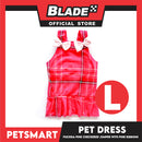 Pet Dress Fuchsia Pink Checkered Jumper with Ribbon Design DG-CTN142L (Large) Perfect Fit For Dogs And Cats