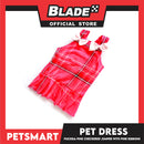Pet Dress Fuchsia Pink Checkered Jumper with Ribbon Design DG-CTN142L (Large) Perfect Fit For Dogs And Cats
