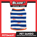 Pet Sando Stripe, Blue Fish Design with Orange Piping Color DG-CTN143S (Small) Perfect Fit For Dogs And Cats