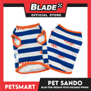 Pet Sando Stripe, Blue Fish Design with Orange Piping Color DG-CTN143S (Small) Perfect Fit For Dogs And Cats