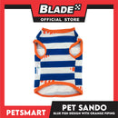 Pet Sando Stripe, Blue Fish Design with Orange Piping Color DG-CTN143M (Medium) Perfect Fit For Dogs And Cats