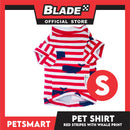 Pet Shirt Red Stripes with Whale Print Design DG-CTN150S (Small) Perfect Fit For Dogs And Cats
