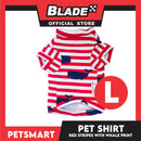 Pet Shirt Red Stripes with Whale Print Design DG-CTN150L (Large) Perfect Fit For Dogs And Cats