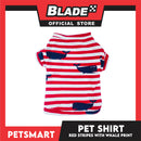 Pet Shirt Red Stripes with Whale Print Design DG-CTN150L (Large) Perfect Fit For Dogs And Cats