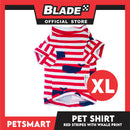 Pet Shirt Red Stripes with Whale Print Design DG-CTN150XL (XL) Perfect Fit For Dogs And Cats