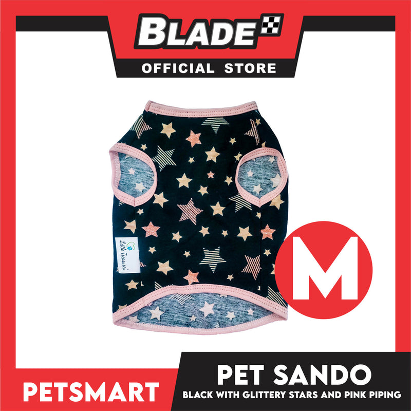 Pet Sando Black with Glittery Stars and Pink Piping Color DG-CTN147M (Medium) Perfect Fit For Dogs And Cats