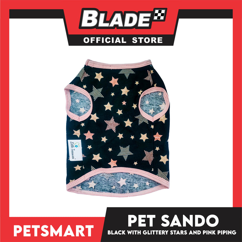 Pet Sando Black with Glittery Stars and Pink Piping Color DG-CTN147M (Medium) Perfect Fit For Dogs And Cats