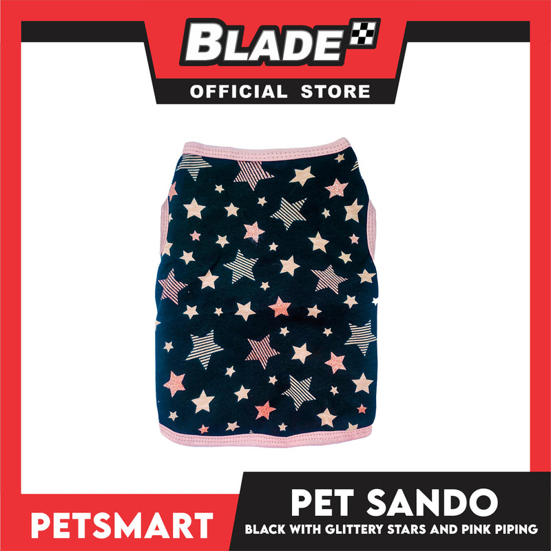 Pet Sando Black with Glittery Stars and Pink Piping Color DG-CTN147M (Medium) Perfect Fit For Dogs And Cats