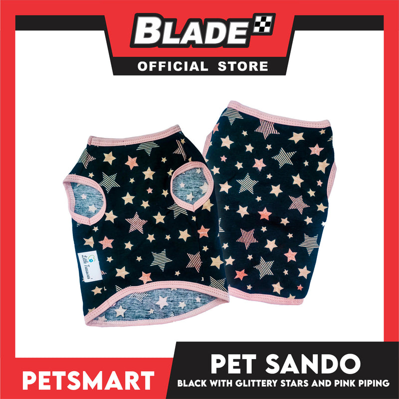 Pet Sando Black with Glittery Stars and Pink Piping Color DG-CTN147M (Medium) Perfect Fit For Dogs And Cats