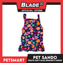 Pet Dress Fruits Design, Navy Blue Color Spaghetti Dress DG-CTN151L (Large) Perfect Fit For Dogs And Cats