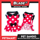 Pet Dress Red with White Polka and Ribbon Design DG-CTN152XL (XL) Perfect Fit For Dogs And Cats