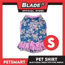 Pet Dress Blue Floral with Pink Ribbon Design DG-CTN153S (Small) Perfect Fit For Dogs And Cats