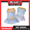 Pet Dress Light Blue Daisy Flower with Yellow Collar and Ribbon Design DG-CTN154L (Large) Perfect Fit For Dogs And Cats