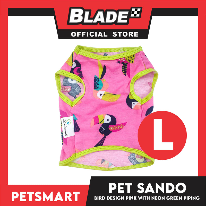 Pet Sando Parrot Bird Design, Pink with Neon Green Piping Color DG-CTN148L (Large) Perfect Fit For Dogs And Cats