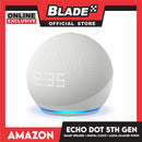 Amazon Echo Dot 5th Gen Smart Speaker with Digital Clock and Alexa (Glacier White)