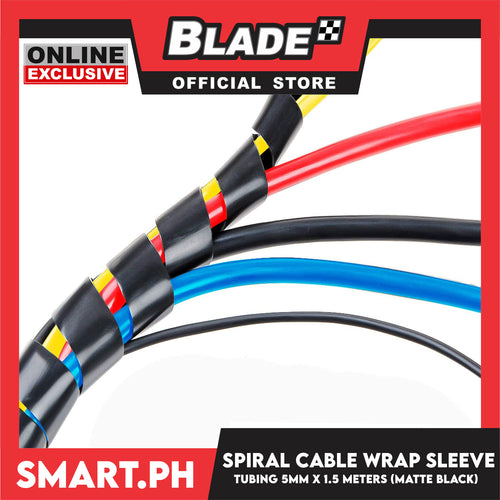 1.5m Cable Holder, Spiral Cable Wrap Sleeve Tubing 5mm (Matte Black)