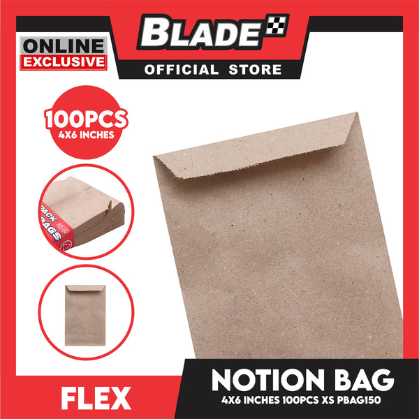 Flex Notion Bag Flat Bottom 100pcs XS 4x6 inches PBAG150 Kraft Paper Bag