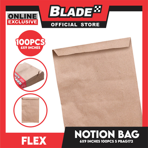 Flex Notion Bag Flat Bottom 100pcs Small 6x9 inches PBAG172 Kraft Paper Bag
