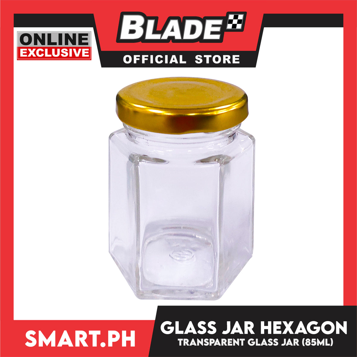Glass Jar Container with Lid, Hexagon Design 85ml Kitchen Canisters for Coffee, Sugar, Spice and etc.