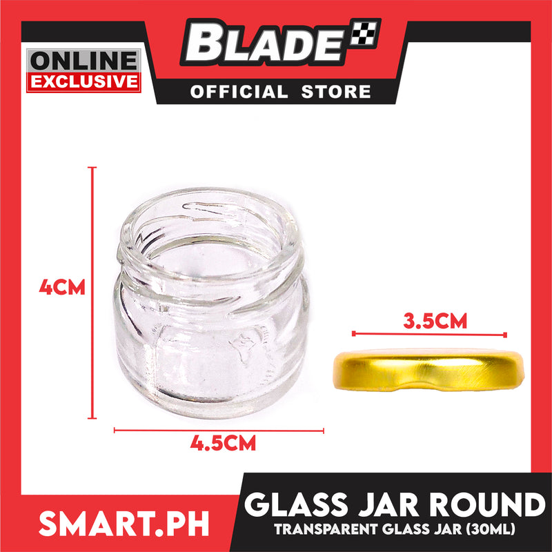 Glass Jar Container with Lid, Round Design 30ml Kitchen Canisters for Coffee, Sugar, Spice and etc.