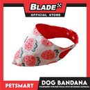 Dog Bandana, Strawberry Design, Pink with Red Polka Dots Reversible Bandana DB-CTN41M (Medium) Soft and Comfortable Pet Bandana