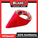 Dog Bandana, Strawberry Design, Pink with Red Polka Dots Reversible Bandana DB-CTN41M (Medium) Soft and Comfortable Pet Bandana