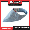 Dog Bandana, Light Blue Polka Dots with White Floral Round Collar Design DB-CTN43L (Large) Soft and Comfortable Pet Bandana