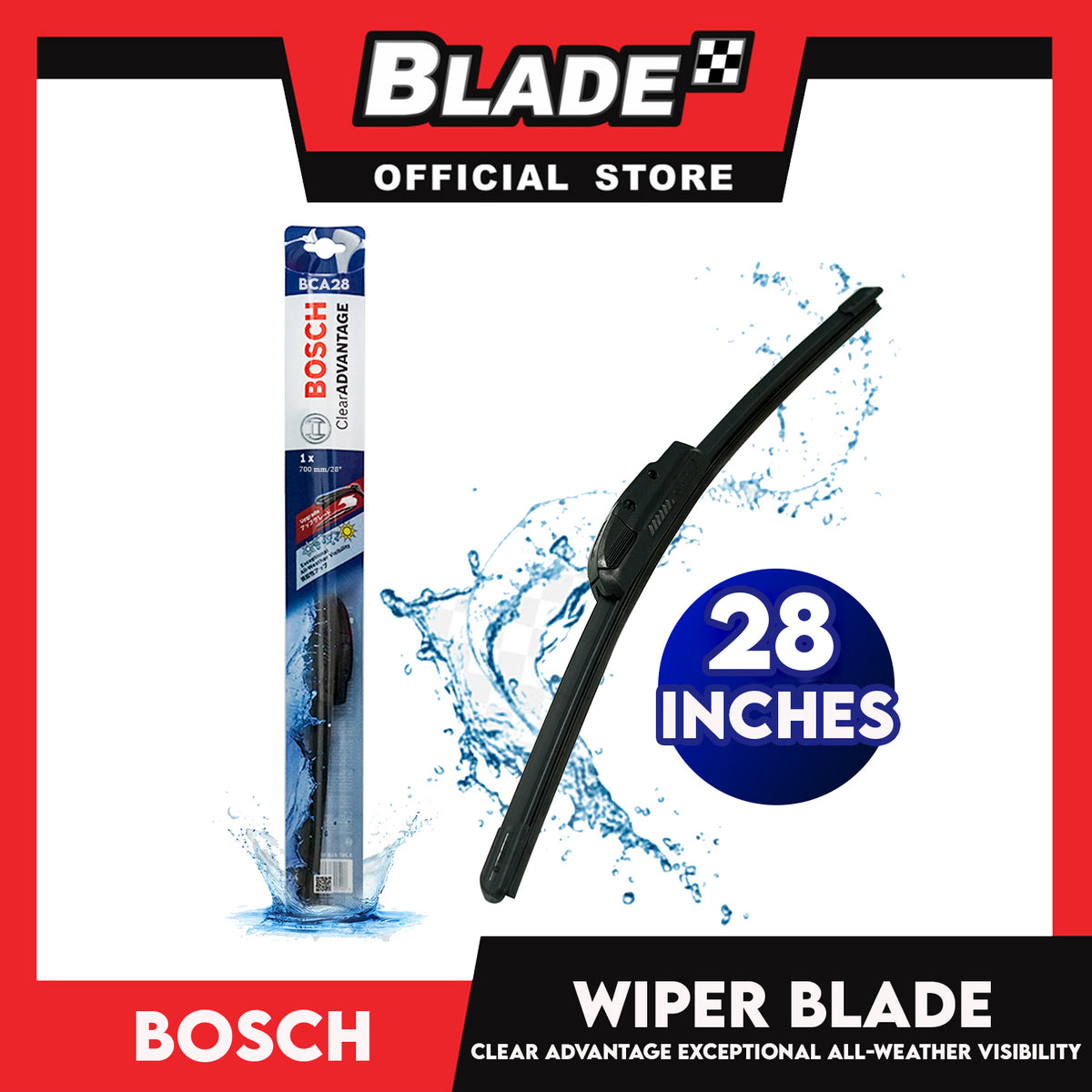 Bosch Wiper Clear Advantage BCA28 28' ' Exceptional All Weather Visibility 1x 700mm/28' ' for Ford, Kia, Mitsubishi, Nissan, Toyota