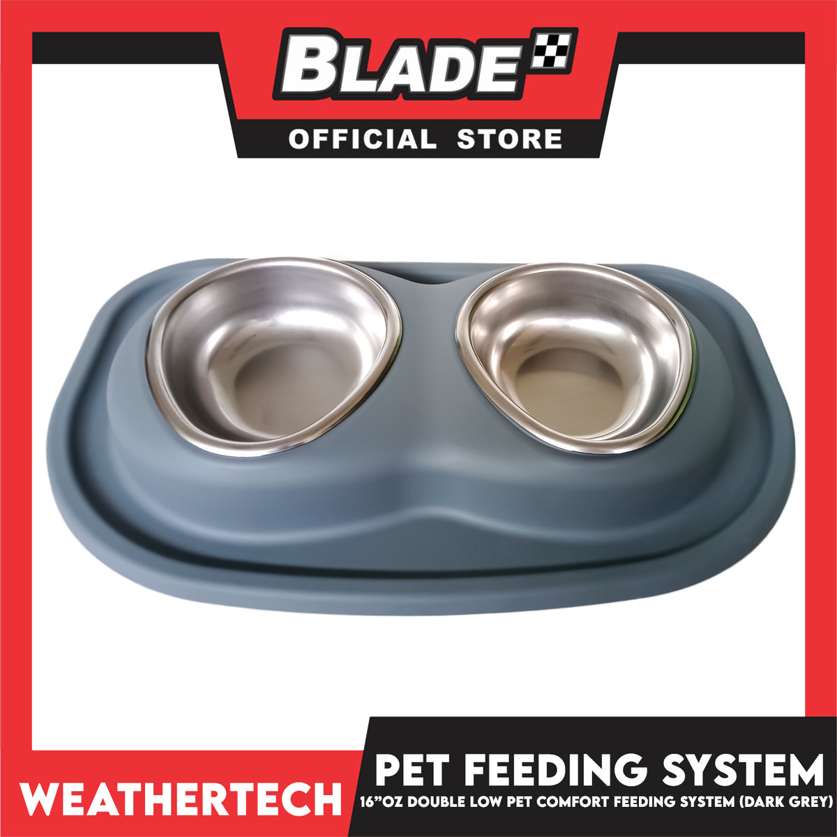 Weather Tech, Double Low Pet Comfort Feeding System 16oz (Dark Grey) DLI602DG Compact and Portable Dog and Cat Food and Water Station